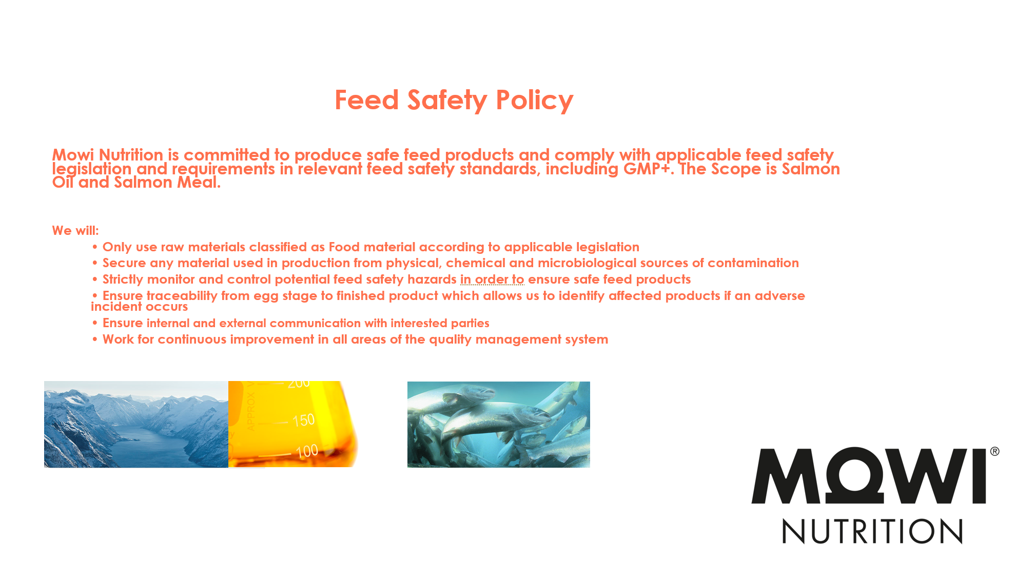 Mowi Nutrition Feed Safety Policy